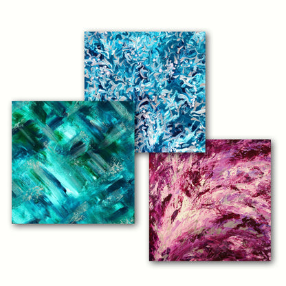 Set of 3 Premium Greeting Cards - "Colorful Harmony"